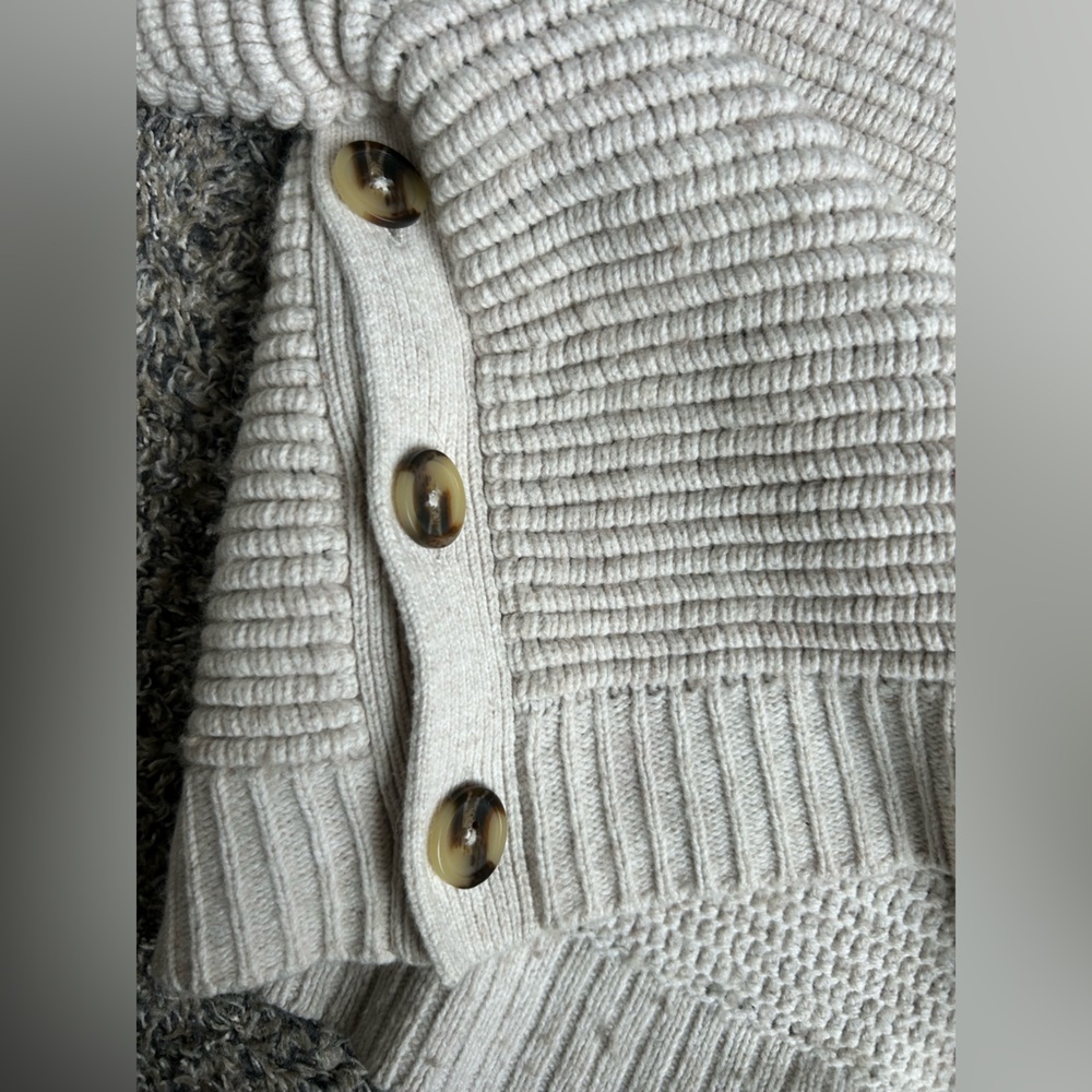 Madewell Cotton/Wool Blend Cream Colored Cowl Neck Sweater size XL - Picture 7 of 9